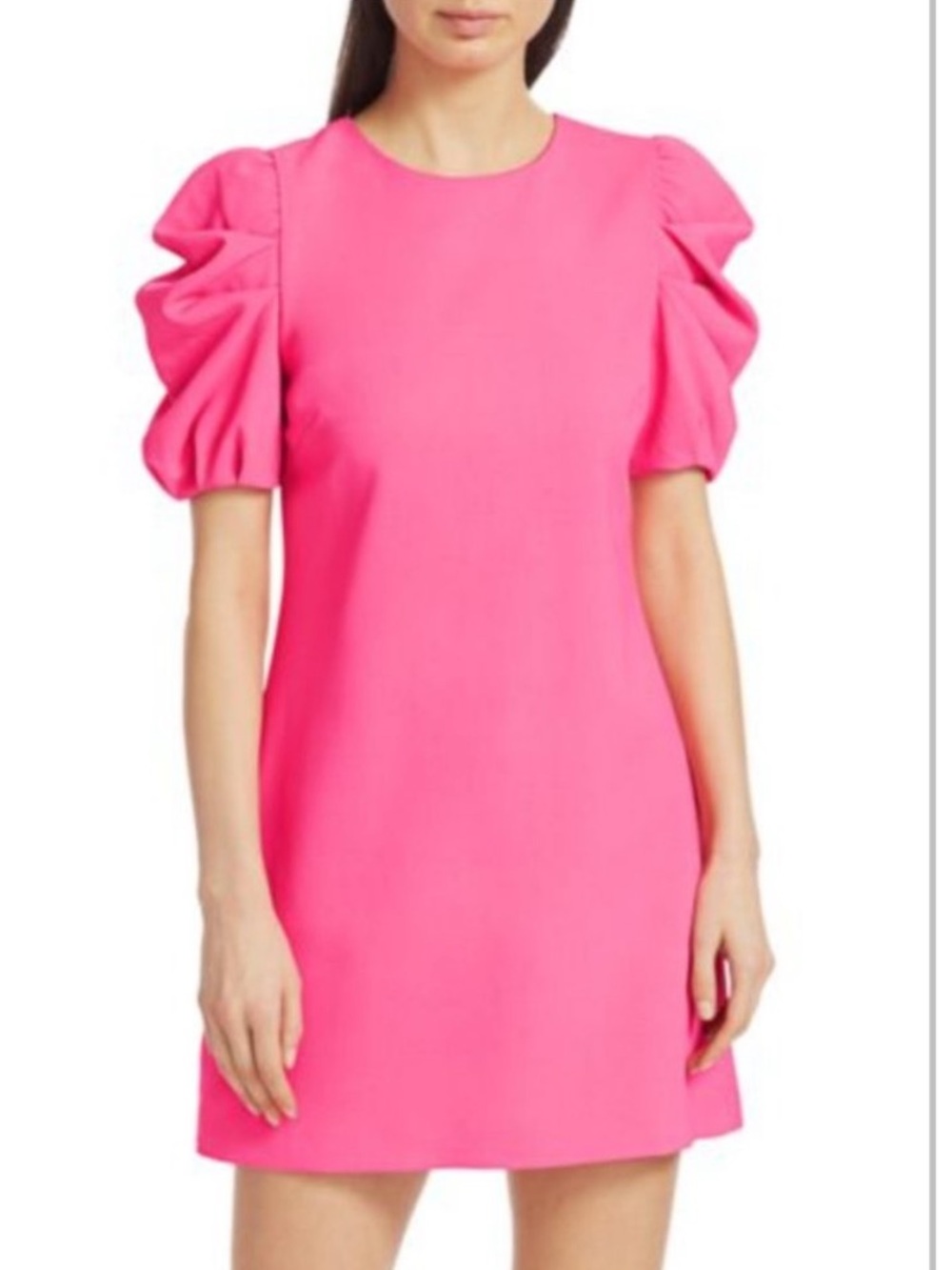 Alice + Olivia Womens 12 Hanita Wild Barbie Pink Short Puff Sleeve Sheath Dress